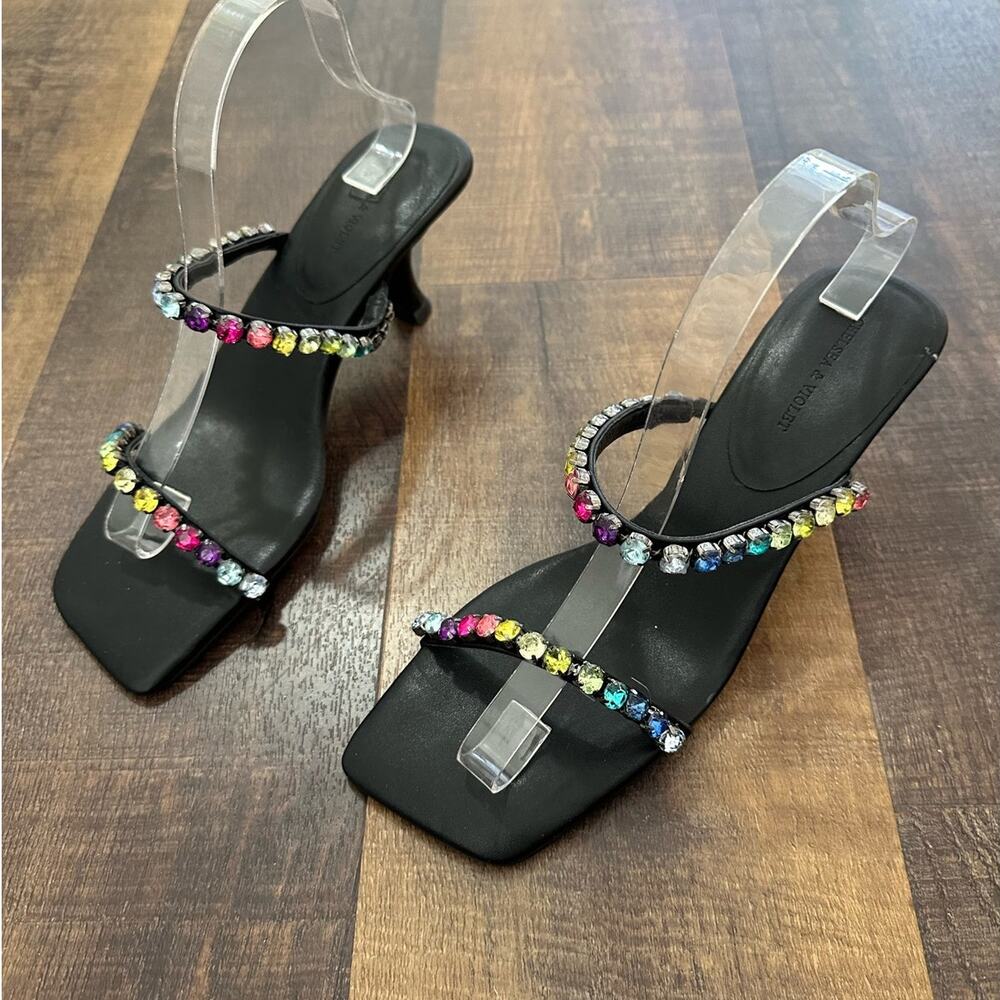 Chelsea And Violet Gypsy Rainbow Jeweled Squared Toed Sandal Size 10 - Picture 2 of 7